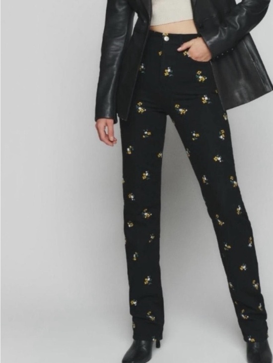 Reformation Denim - Reformation Cynthia high rise straight jeans in Priscilla embroidered. New